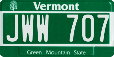 VT license plate JWW707