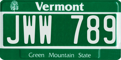 VT license plate JWW789