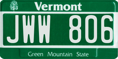 VT license plate JWW806