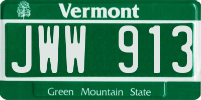 VT license plate JWW913