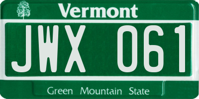 VT license plate JWX061