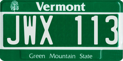 VT license plate JWX113