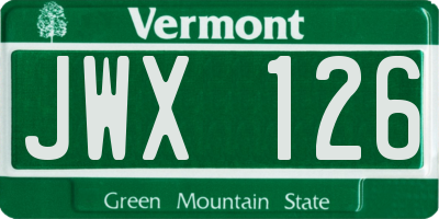 VT license plate JWX126