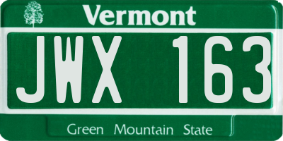 VT license plate JWX163