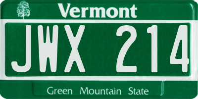 VT license plate JWX214