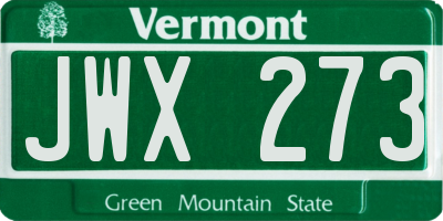 VT license plate JWX273