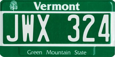 VT license plate JWX324
