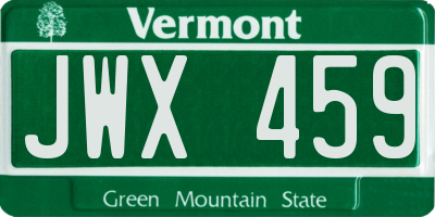 VT license plate JWX459