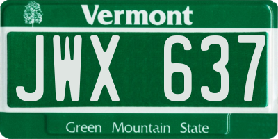 VT license plate JWX637