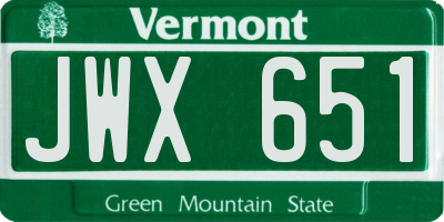VT license plate JWX651