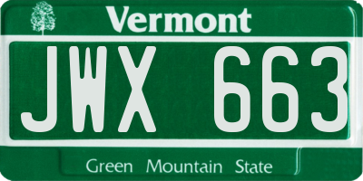 VT license plate JWX663