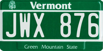 VT license plate JWX876
