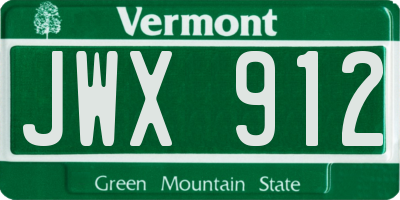 VT license plate JWX912