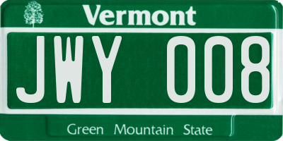 VT license plate JWY008