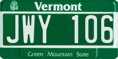 VT license plate JWY106