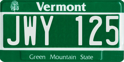 VT license plate JWY125