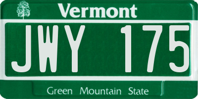 VT license plate JWY175
