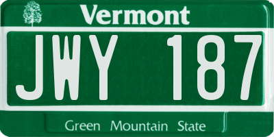 VT license plate JWY187