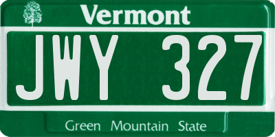 VT license plate JWY327