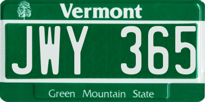 VT license plate JWY365
