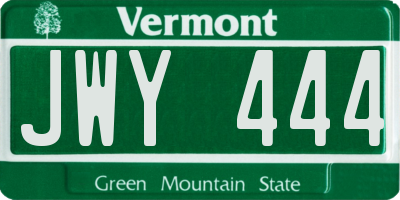 VT license plate JWY444