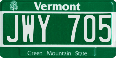 VT license plate JWY705