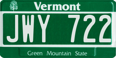 VT license plate JWY722