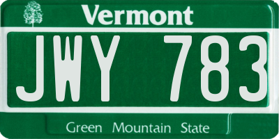 VT license plate JWY783