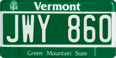 VT license plate JWY860