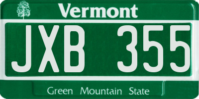 VT license plate JXB355