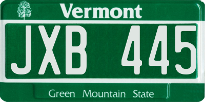 VT license plate JXB445