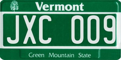 VT license plate JXC009