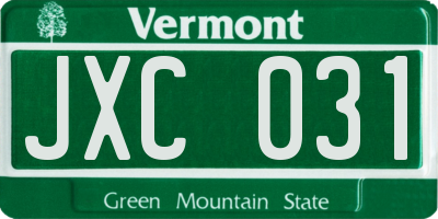 VT license plate JXC031