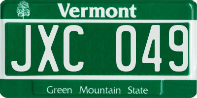 VT license plate JXC049