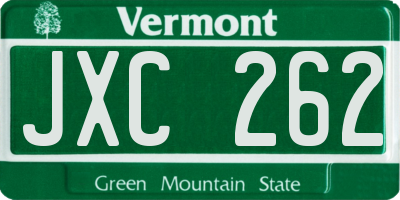 VT license plate JXC262