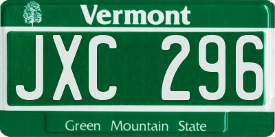 VT license plate JXC296