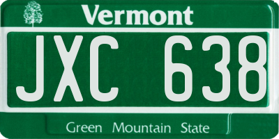 VT license plate JXC638