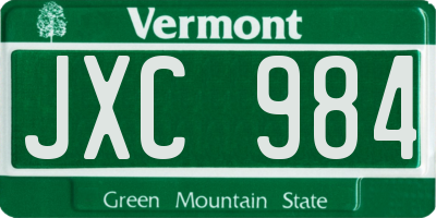 VT license plate JXC984