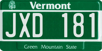 VT license plate JXD181