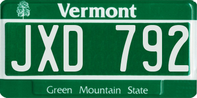VT license plate JXD792