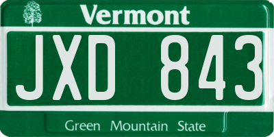 VT license plate JXD843