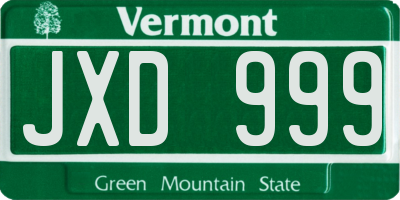 VT license plate JXD999