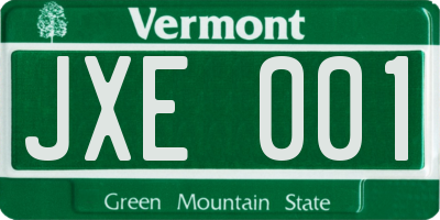 VT license plate JXE001