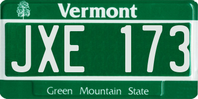 VT license plate JXE173
