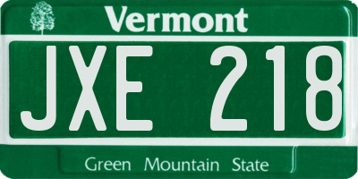VT license plate JXE218