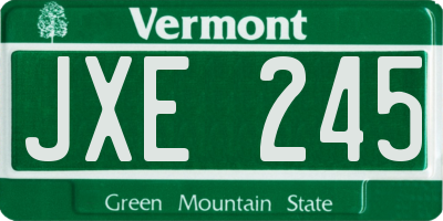 VT license plate JXE245