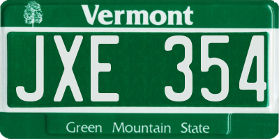 VT license plate JXE354