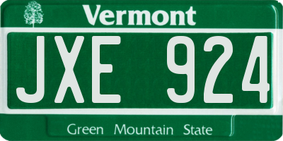 VT license plate JXE924