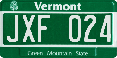 VT license plate JXF024