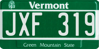 VT license plate JXF319